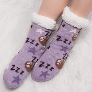 Muk Luks | fuzzy purple sloth Sherpa socks | women